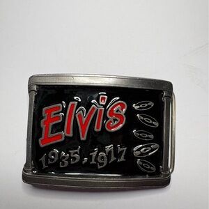 Elvis Black and Silver Belt Buckle